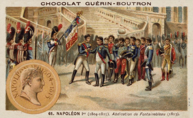 Abdikation af Napoleon ved Fontainebleau af French School