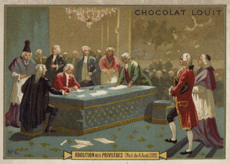 Afskaffelse af privilegier af den nationale grundlovgivende forsamling, den franske revolution, 4. august 1789 af French School