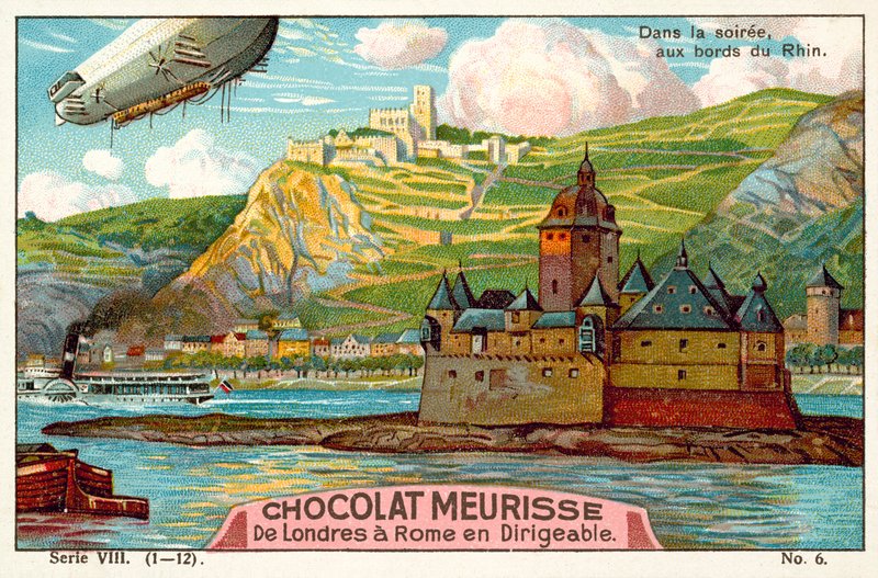 Over Rhinens bred om aftenen (chromolitho) af French School