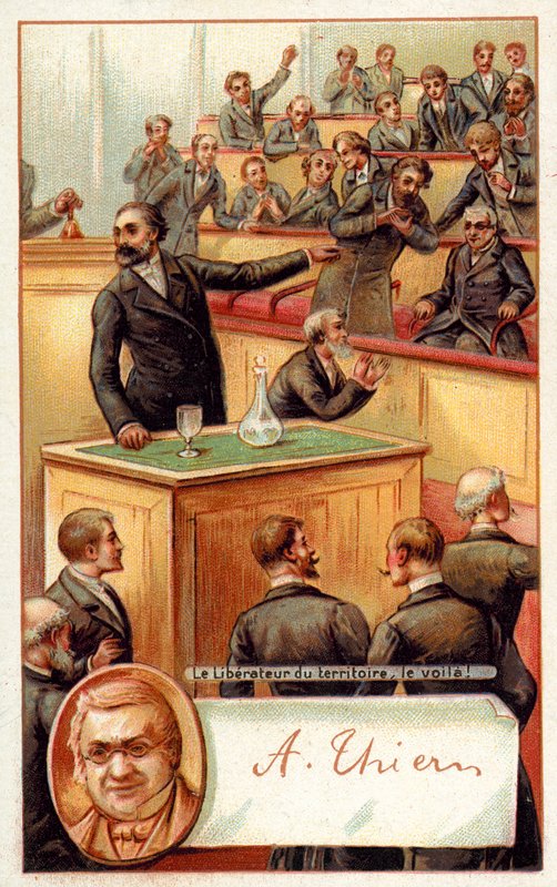 Adolphe Thiers hyldet i den franske nationalforsamling (chromolitho) af French School