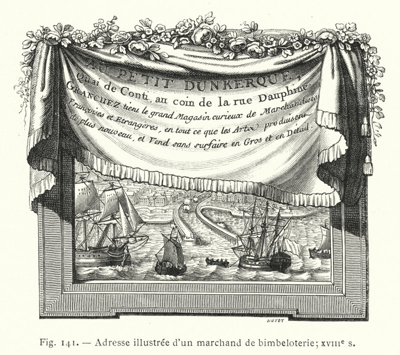 Illustreret adresse på en smykkehandler; 1700-tallet (gravering) af French School