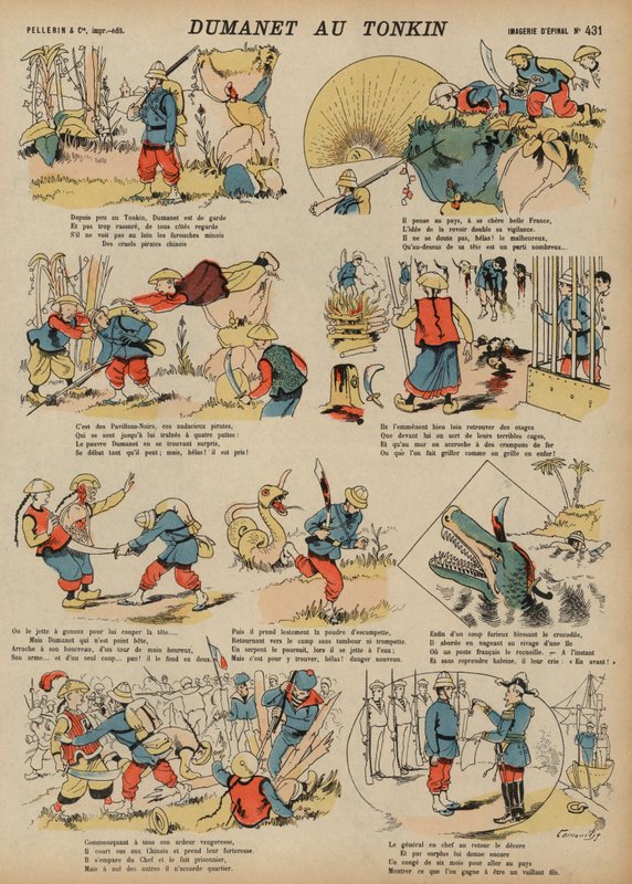 Adventures of Dumanet, en fransk soldat, i Tonkin (farvet gravering) af French School