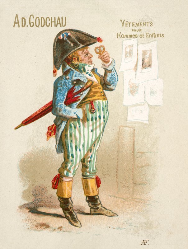 Annonce for Ad Godchau herre- og børnetøj (chromolitho) af French School