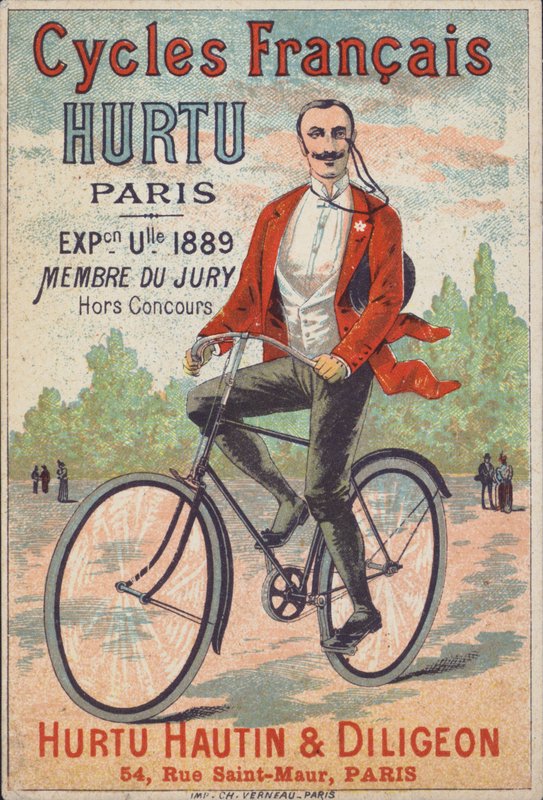 Annonce for Hurtu Hautin & Diligeon cykler, Paris (farve litho) af French School