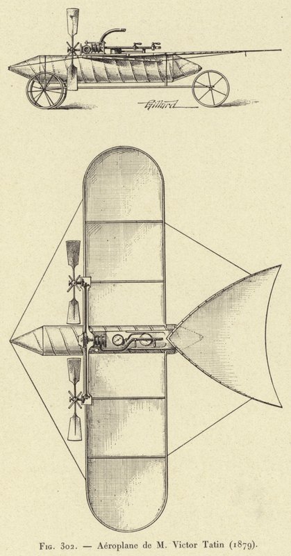 Airplane af M Victor Tatin (1879) (gravering) af French School