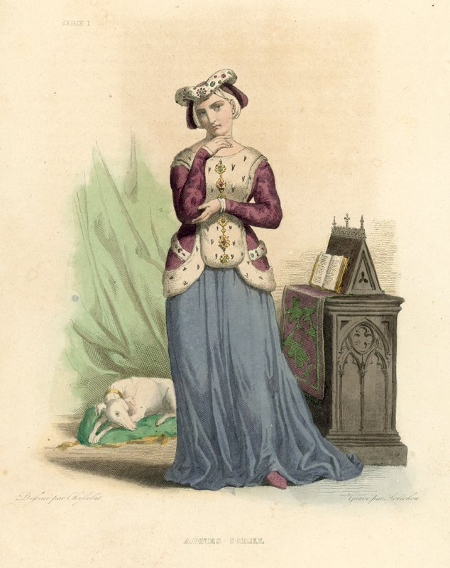 Agnes Sorel (farvet gravering) af French School