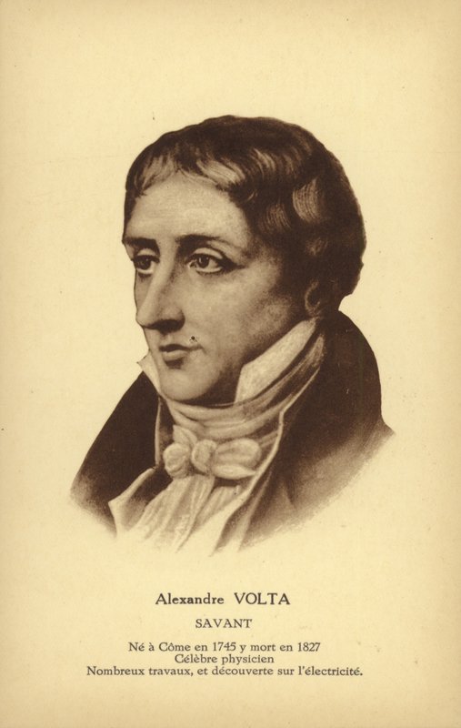 Alessandro Volta (1745-1827), italiensk fysiker (litografi) af French School