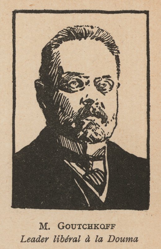 Alexander Guchkov, russisk oktobristisk politiker og formand for Statsdumaen (litografi) af French School