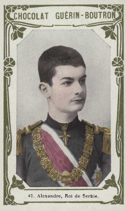Alexander, konge af Serbien (farvet foto) af French School