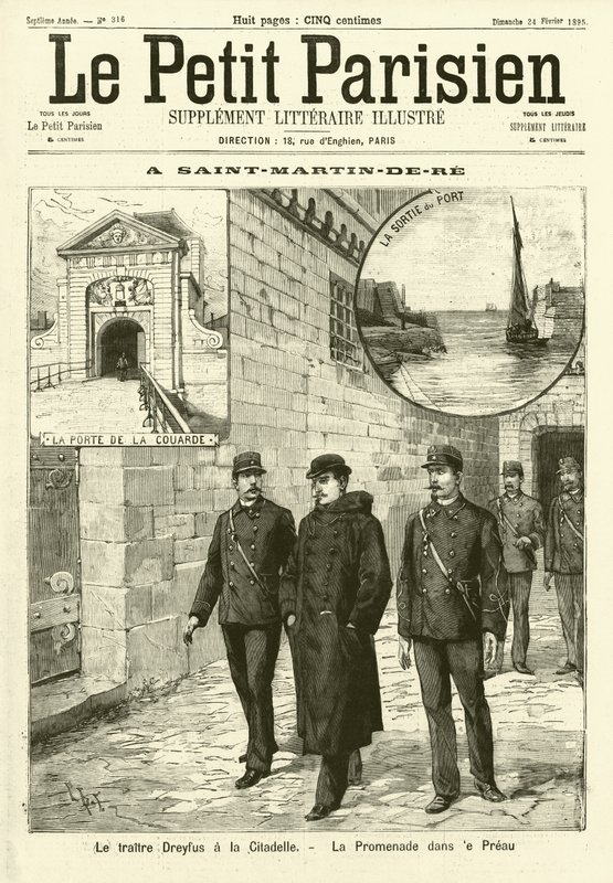 Alfred Dreyfus i fængslet i Saint-Martin-de-Re, Frankrig (gravering) af French School