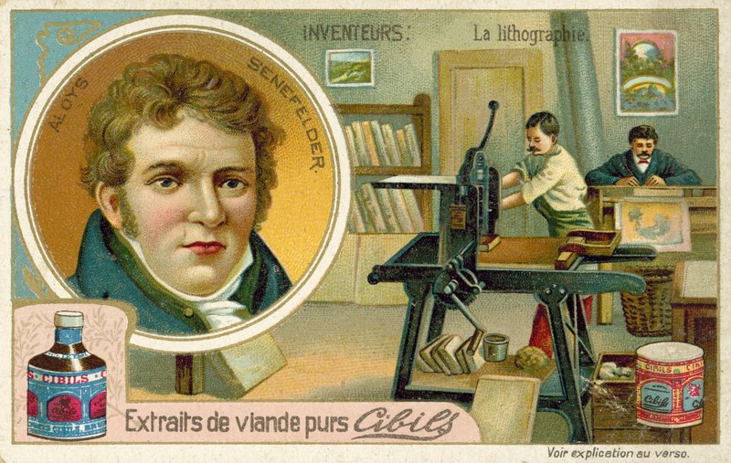 Alois Senefelder, opfinder af litografi af French School