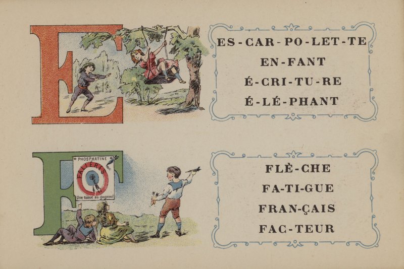 Falieres Phosphatine Alphabet (farve litho) af French School