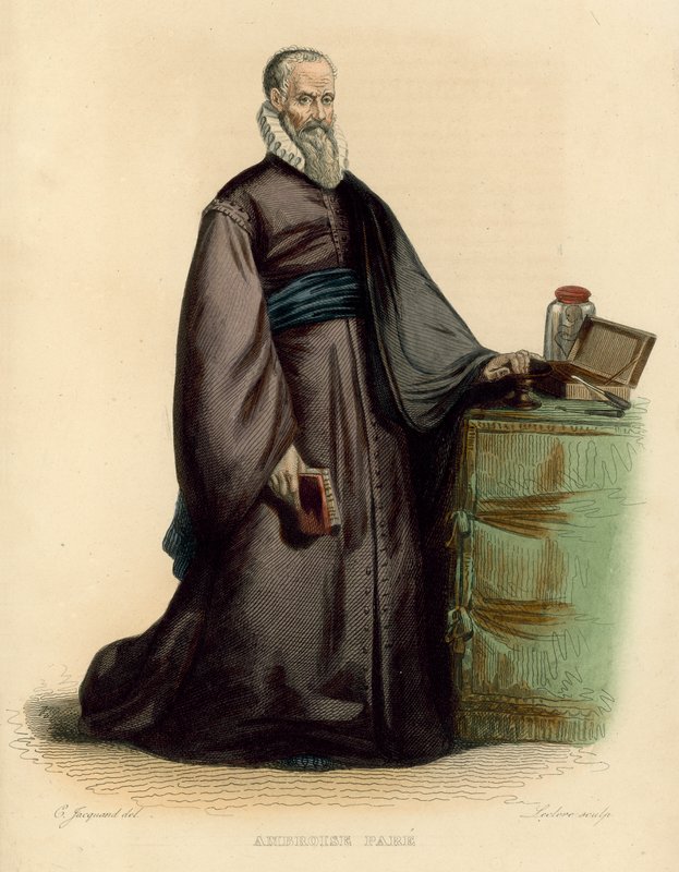 Ambroise Pare (farvet gravering) af French School