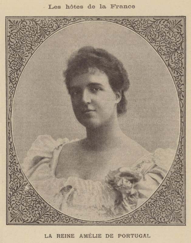 Amelie af Orleans, dronninggemalinde til kong Carlos I af Portugal (litografi) af French School