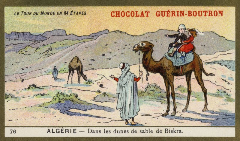 Blandt sandklitterne i Biskra, Algeriet (chromolitho) af French School