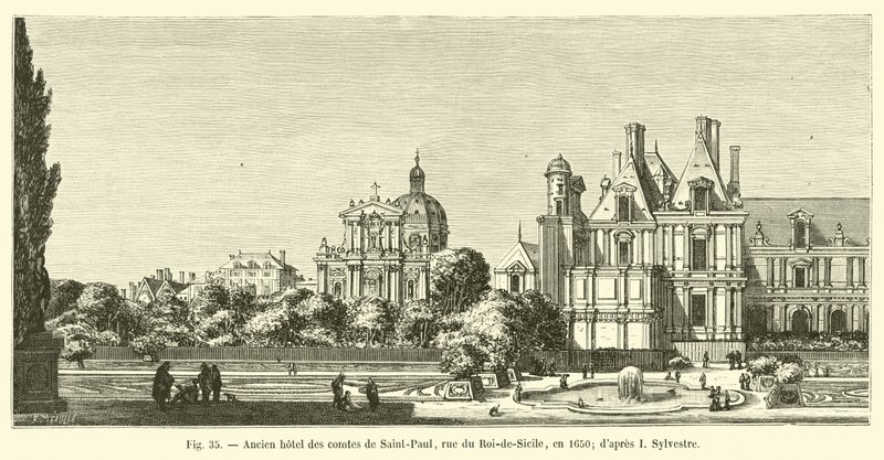 Tidligere hotel for greverne af Saint-Paul, rue du Roi-de-Sicile, i 1650; efter I Sylvester af French School