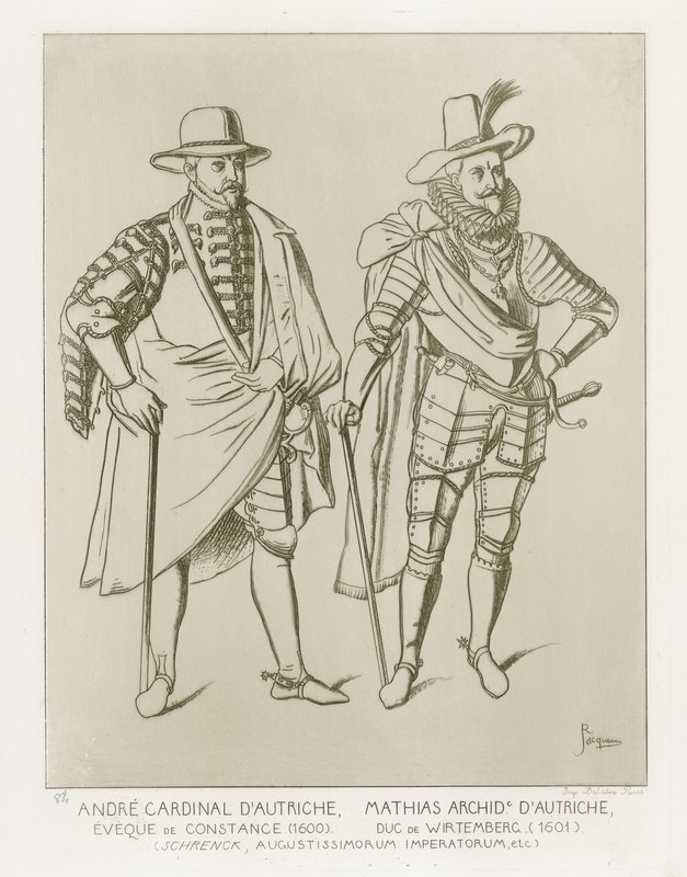 Andre kardinal dAutriche, Eveque de Constance (1600). Mathias Archid dAutriche, Duc de Wirtemberg (1601). Efter kunstværk af C Shrenck af French School