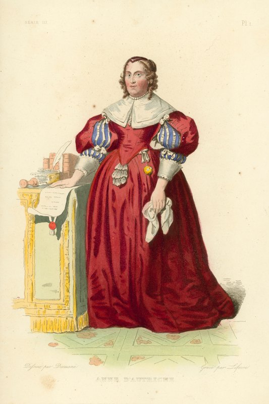 Anne af Østrig (farvet gravering) af French School