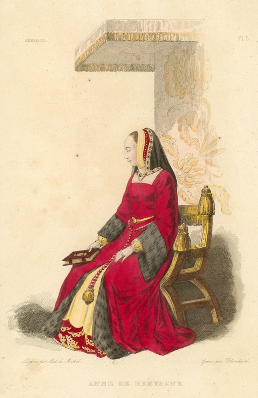 Anne af Bretagne (farvet gravering) af French School