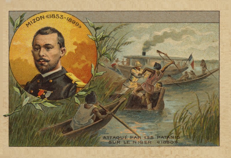 Antoine Mizon (1853-1899) blev angrebet på floden Niger i 1890 af French School