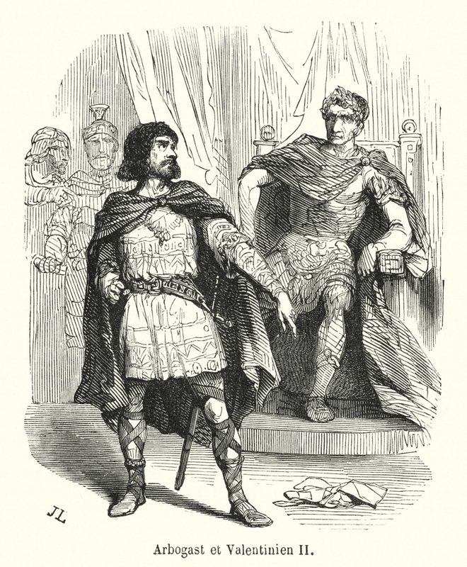 Arbogast et Valentinien II (gravering) af French School