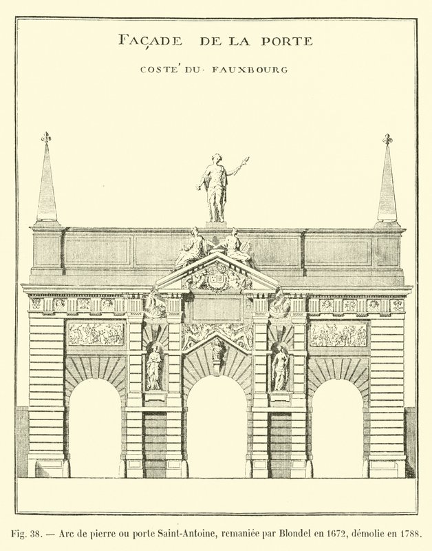 Stenbue eller Porte Saint-Antoine, ombygget af Blondel i 1672, revet ned i 1788 af French School