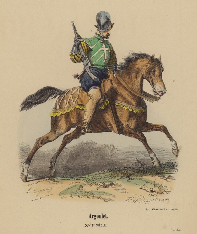 Argoulet, XVI. århundrede (farvet gravering) af French School