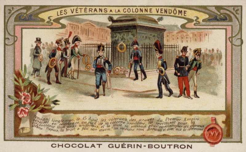 Hærens veteraner ved Vendome-søjlen, Paris (chromolitho) af French School