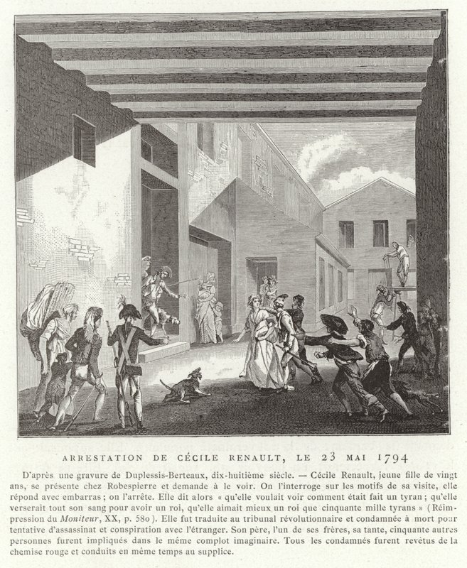 Anholdelse af Cecile Renault, Paris, 23. maj 1794 af French School