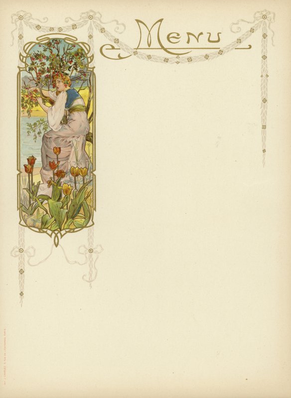 Art Nouveau-design til en menu af French School