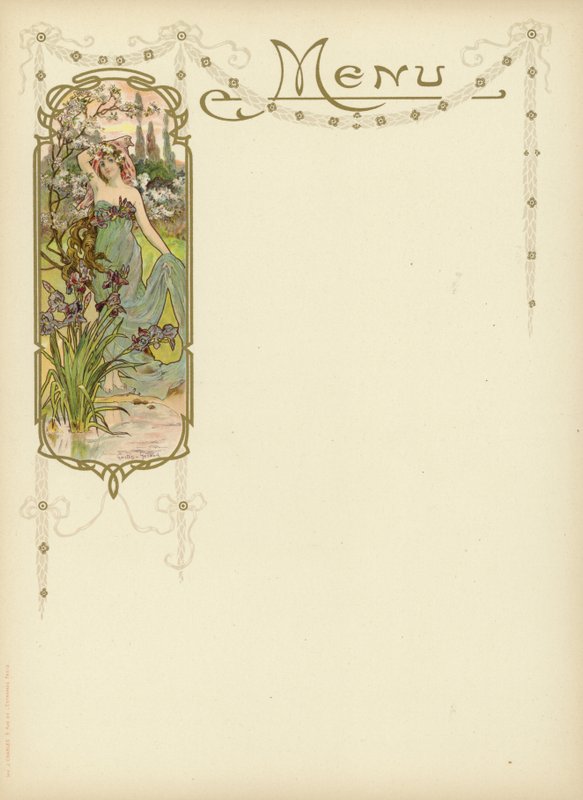 Art Nouveau-design til en menu af French School