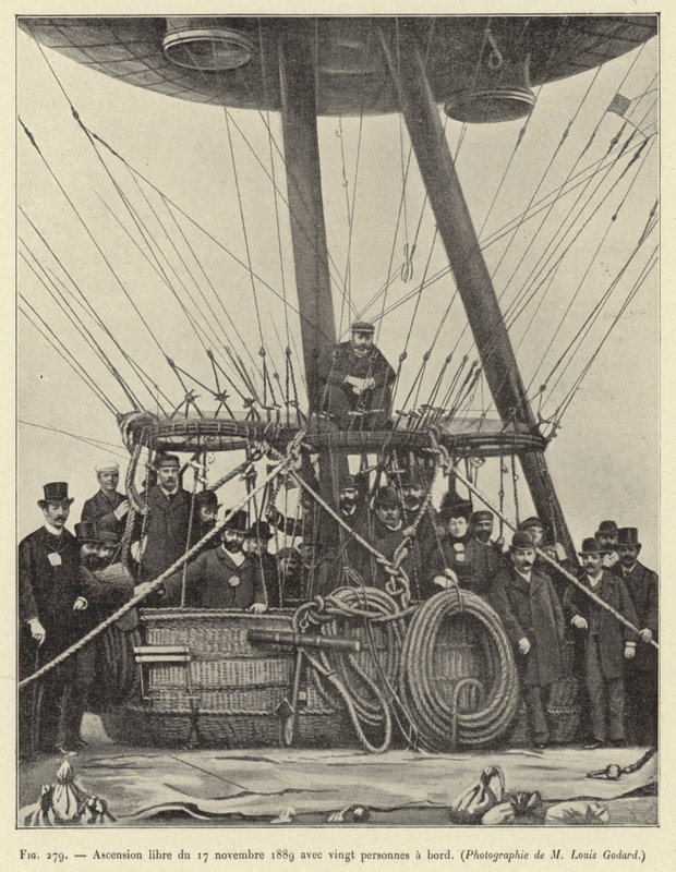 Fri opstigning 17. november 1889 med tyve personer ombord af French School