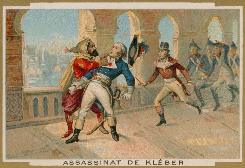 Mordet på Jean-Baptiste Kleber, chef for franske tropper i Egypten, Kairo, 1800 af French School