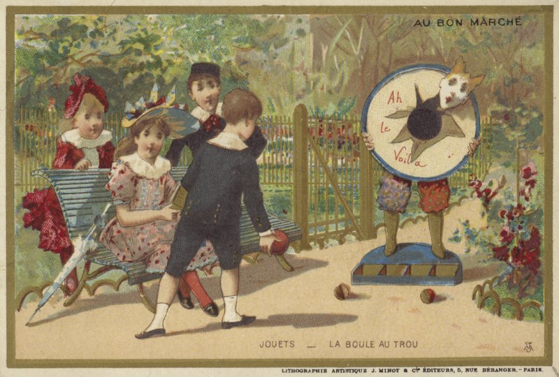 Au Bon Marche-kort med børnespil af French School