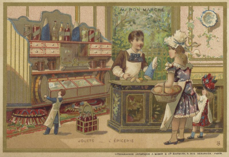Au Bon Marche-kort med børnespil af French School