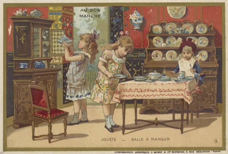 Au Bon Marche-kort med børnespil af French School
