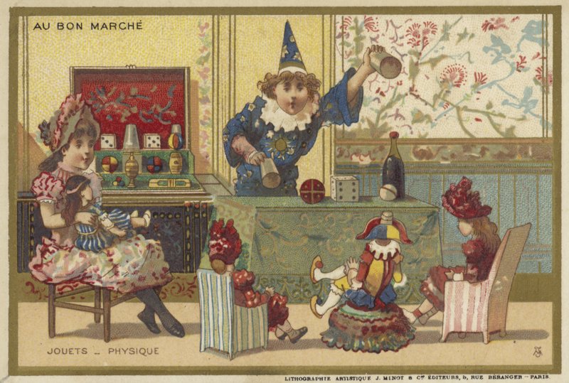 Au Bon Marche-kort med børnespil af French School