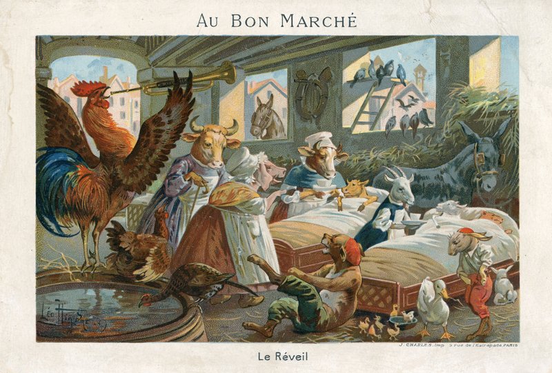 Au Bon Marche handelskort af French School