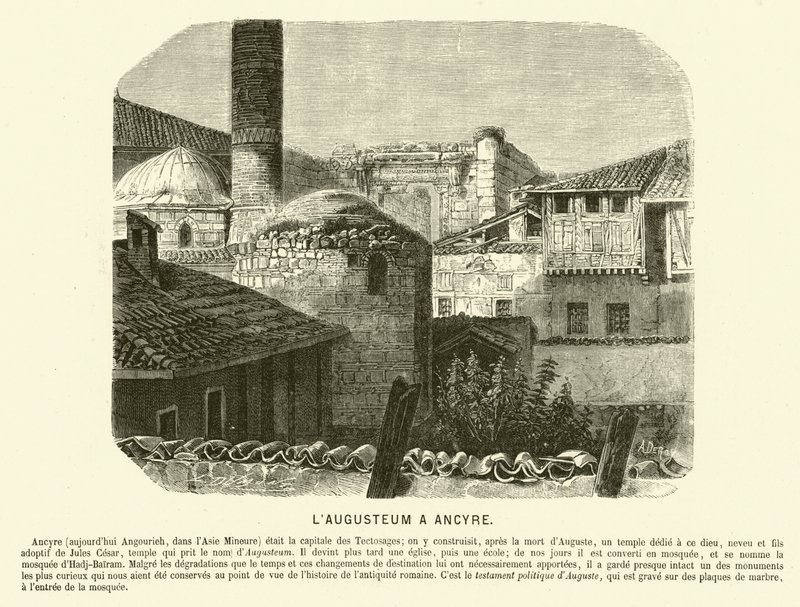 Augusteum, Augustus og Roms tempel, Ankara, Tyrkiet (gravering) af French School