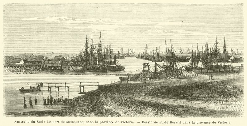 South Australia, Port of Melbourne, Victoria-provinsen (gravering) af French School