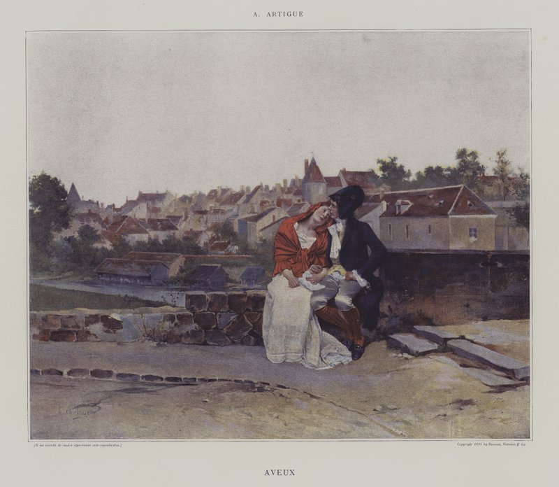 Bekendelser (farve litho) af French School