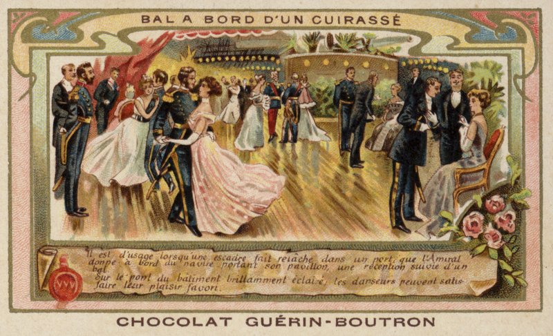 Bold om bord på et krigsskib (chromolitho) af French School