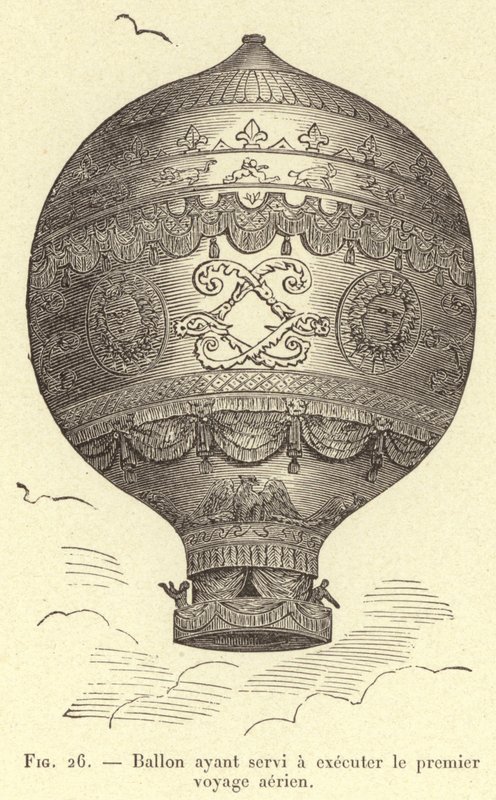 Ballon brugt til at lave den første luftrejse (gravering) af French School