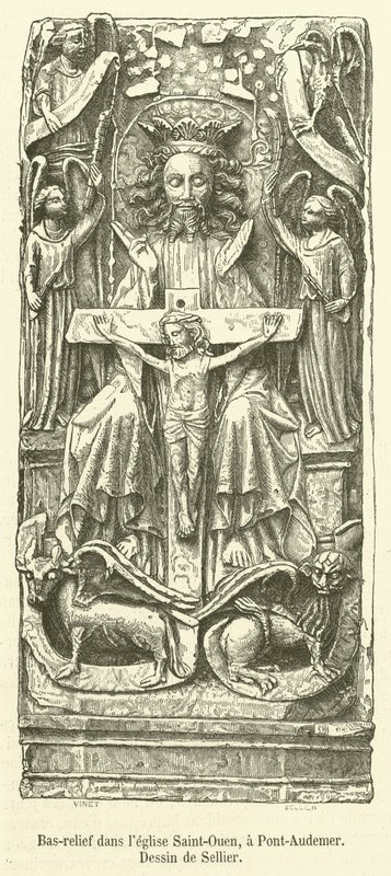 Basrelief i Saint-Ouen kirken ved Pont-Audemer (gravering) af French School