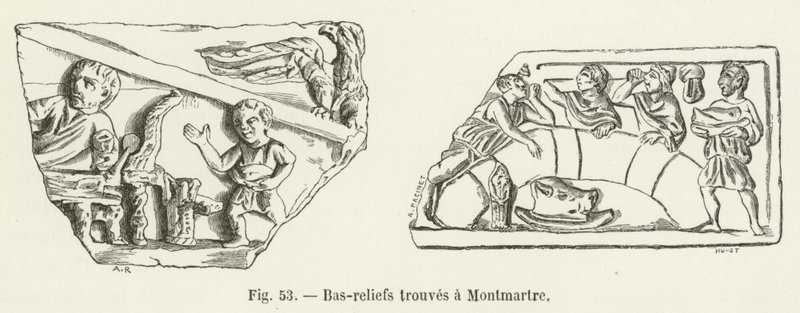 Bas-relieffer fundet i Montmartre af French School