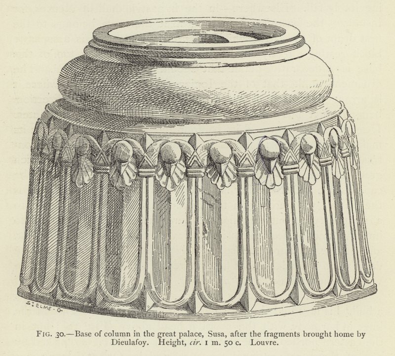 Basen af søjlen i det store palads, Susa, efter fragmenterne bragt hjem af Dieulafoy, Højde, ca. 1 m 50 c, Louvre af French School