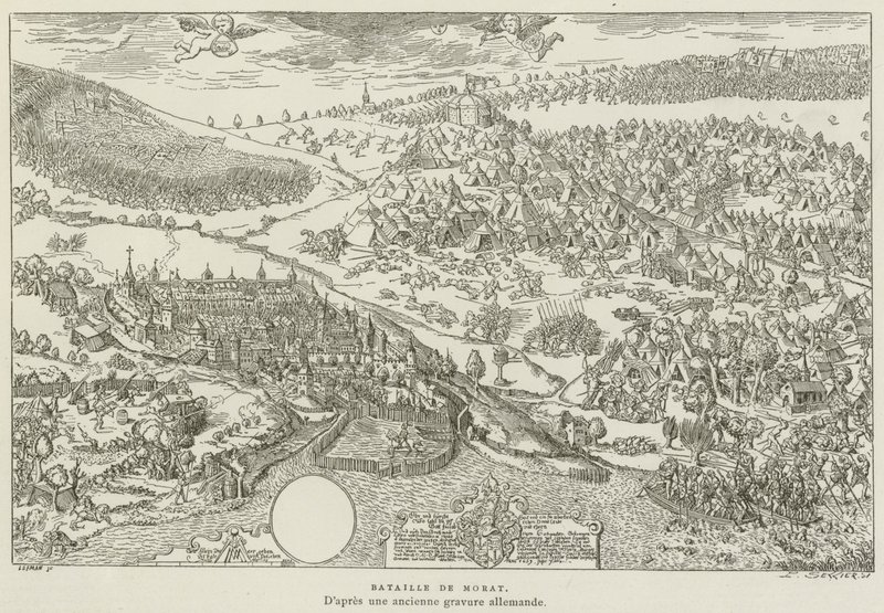 Slaget ved Murten (gravering) af French School