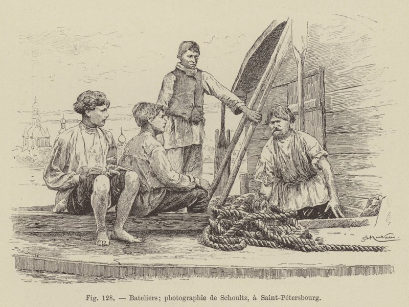 Bateliers (gravering) af French School