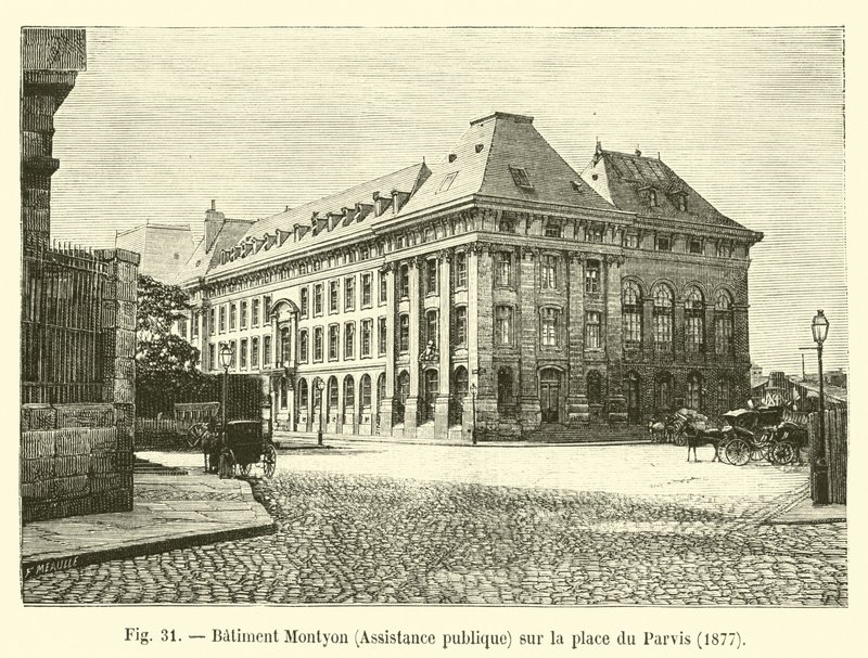 Montyon Building, Public Assistance, på Place du Parvis, 1877 af French School