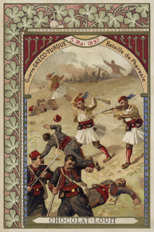 Slaget ved Farsala, græsk-tyrkisk krig, 5. maj 1897 af French School